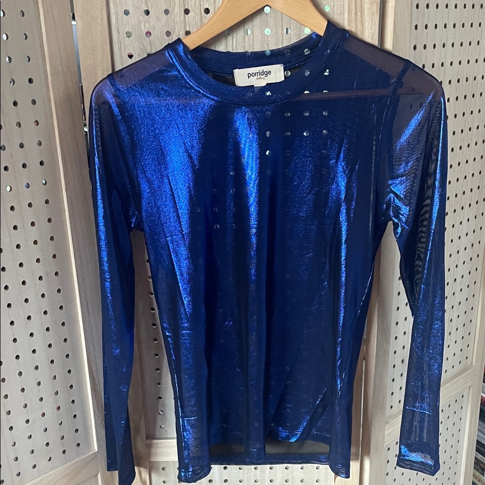 EUC- Porridge Iridescent Sheer Layering Top Size S